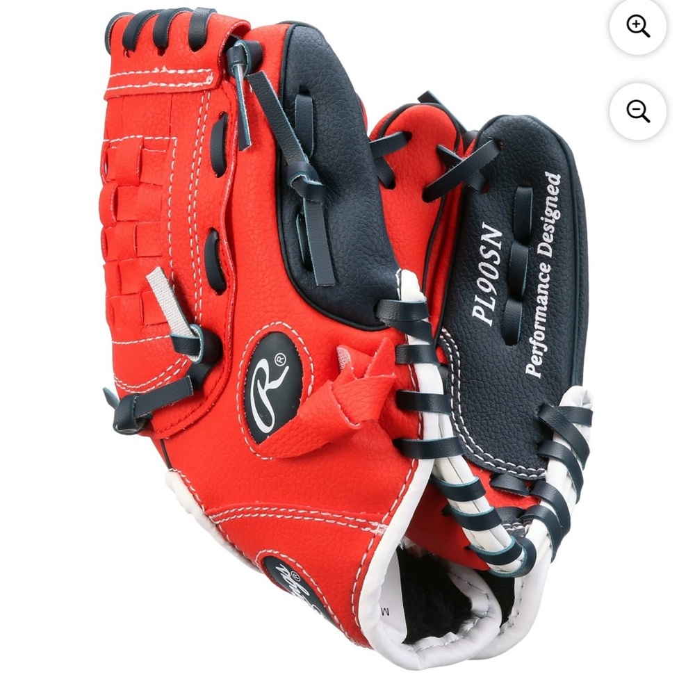 Rawlings Red and Black Baseball Glove with White Accents left handed